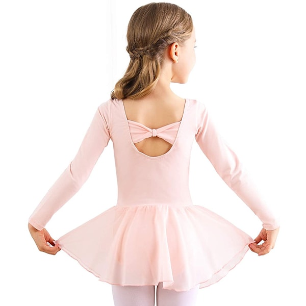 Piger Langærmet Ballet Leotards Dans Tutu Kjole Pink Pink 120cm