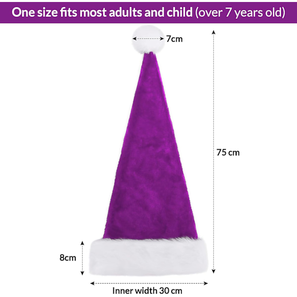 Julhatt Tomtehatt För Vuxna, Plus Lång Julhatt Lyxig Tomtehatt, Julpartyhatt För Män Och Kvinnor, Jultillbehör Lila purple adult