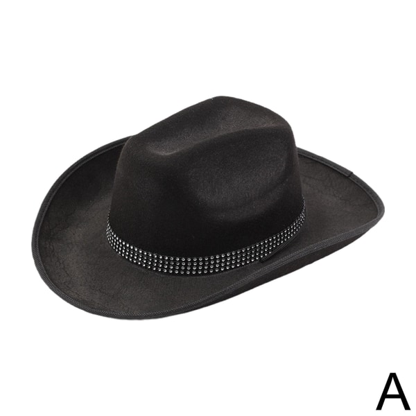 Man Woman Diamond Cowboy Hat Med Diamant Svart Hvit.1 black One-size