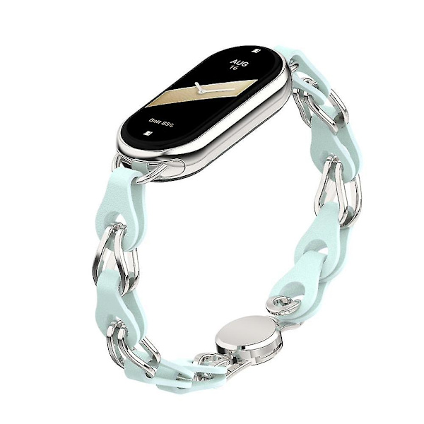 Xiaomi Smart Band 8:lle magneettinen rannekoru, aito hihnahihna + alumiiniseosketju Blue