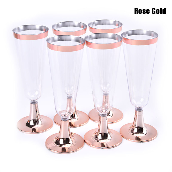 6 st/set 150 ml engångsglas i plast för rött vin Rose Gold