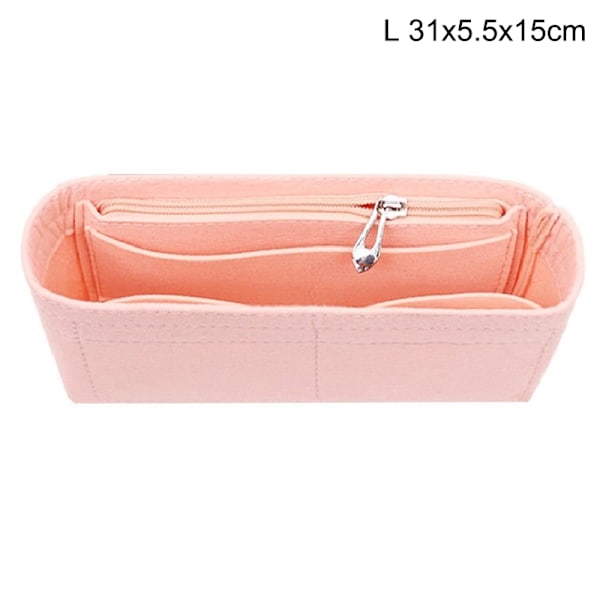 Monikäyttöinen naisten lisälaukku käsilaukkuun huopakankaasta, vaaleanpunainen Pink L