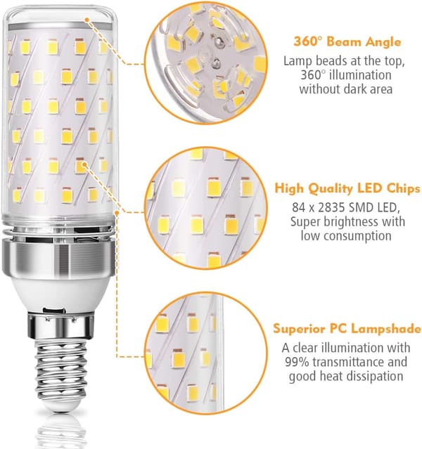 4-pack 12W E14 LED-lampor 1200LM Halogen motsvarande 100W