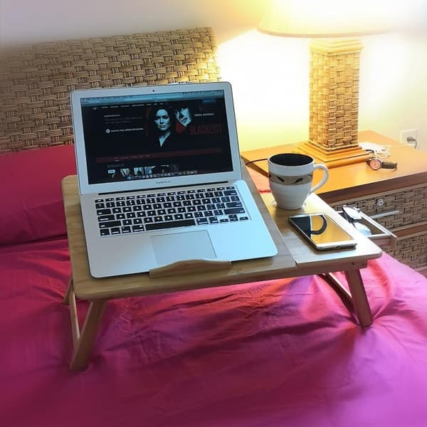Sengebord, computerbord til seng, multifunktionelt foldbart bambus laptopbord (bt)