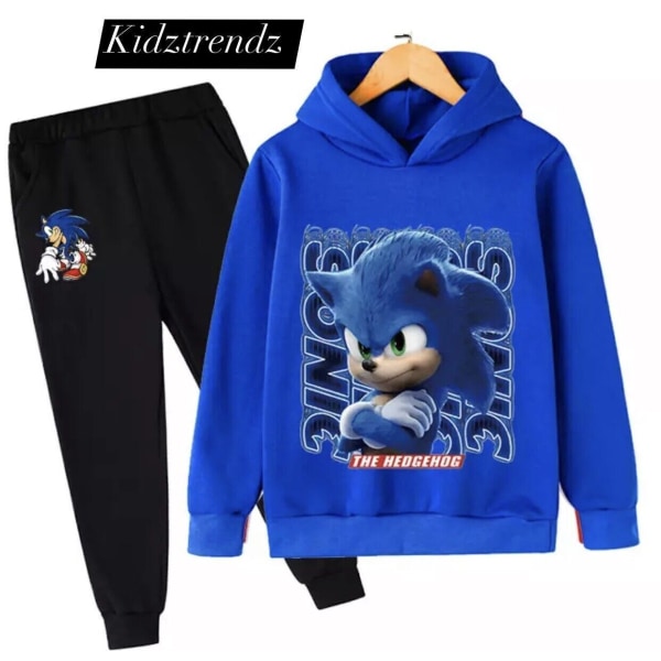 Kids Teens Sonic The Hedgehog Hoodie Pullover träningsoverall blå blå blue 9-10 years old/140cm
