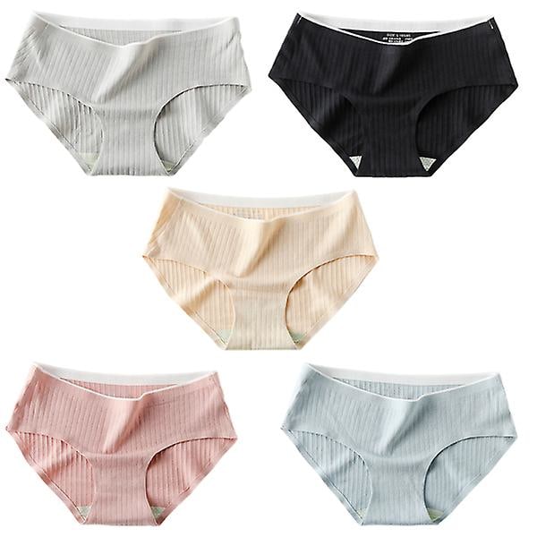 5 st kvinnors midja sömlösa trosor andningsbara underkläder tunna underbyxor blandade färgerL blandade färger Assorted Color L