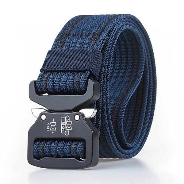 Retro Politi Taktisk Bælte Stærk 1200D Ægte Nylon Militær Hær Bælte Rustfrit Metal Hurtigudløser Spænde Qutdoor Arbejdsbælte blue 125cm Adjustable