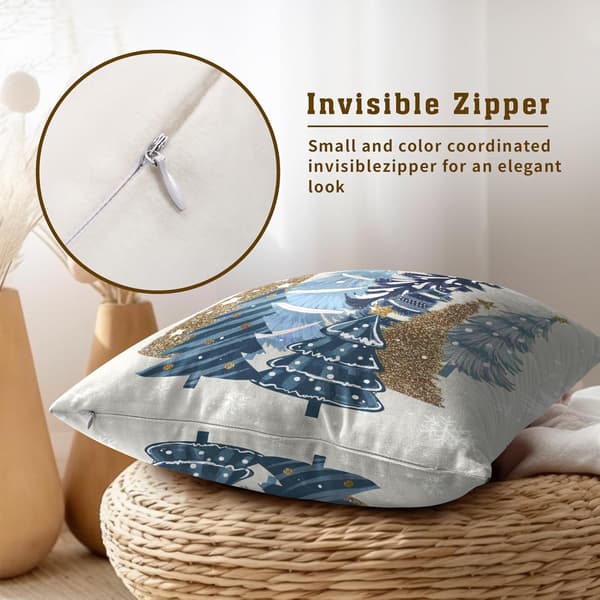 2-pack 45x45 cm Jul Kuddfodral - Blå Tallar & Snöflingor Design - Dekor för Soffa & Divan under Vinterhelgerna{wh}