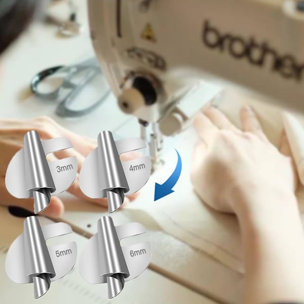 Sømfod til bred søm, bred sømfod, sømfod i rustfrit stål til symaskiner, til hjemme- og erhvervsbrug (4 stk., 3 mm - 6 mm) 8pcs 3 to 10mm
