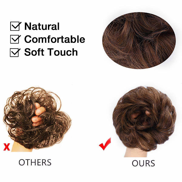 1 st Slouchy Hårtofs Hårtvinning Krullvågig Slouchy Syntetisk Chignon för Kvinnor Uppstylad Håraccessoar Darkest Brown & Light Auburn Mixed