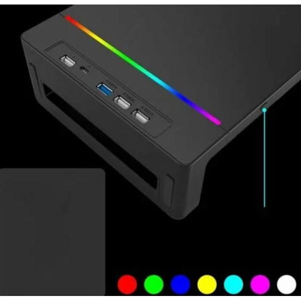 Foldbar Monitor Stativ, USB 3.0 Computer Monitor Hub, Skrivebordsstativ med Opbevaringsboks,