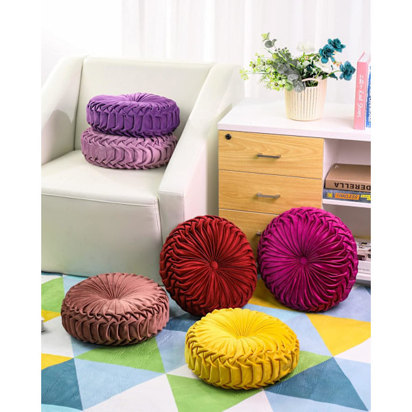 Dekorativ 3D Pumpa Rund Sammetskudde för Soffa, Dekorativ Kudde för Säng Stol Golv 15\"X15\" Lila Purple 15"L x 15"W