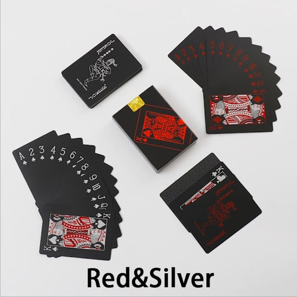 1 stk. Vandtæt Plastik Poker Spillekort PET Bordspil Halloween/Thanksgiving Day Red&Silver