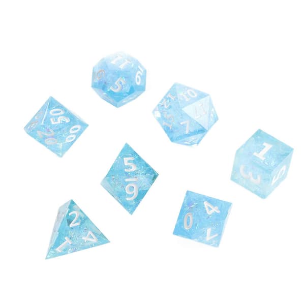 7 stk. Resin RUNFNG D&D Terninger Leker Polyhedrisk Terning Sett Transparent Bordspill Terning Sett for Rollespill{h} White Number