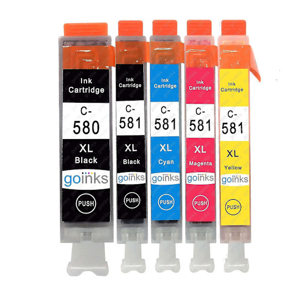 Set med 5 bläckpatroner för att ersätta Canon Pgi-580 & Cli-581 Kompatibel/Icke-OEM från Go Inks (5 bläck)