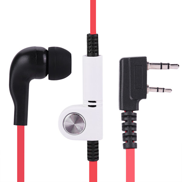 2 färger 2 stift hörlurar PTT Walkie Talkie headset platt kabel öronmussla mikrofon hörlurar (röd)