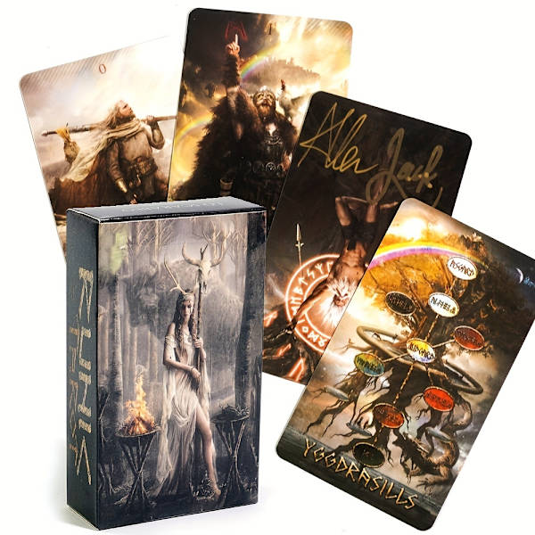 78-osainen riimutarot-pakka Avaa muinaisen Pohjois-Euroopan salaisuudet Rider Waite -tarot-järjestelmällä Runic Tarot Deck