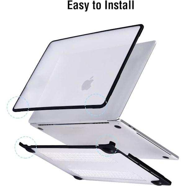Etui kompatibel med Macbook Air 13 tommer M1 A2337 A2179 A1932, udgivet 2021-2018, Frosted Clear