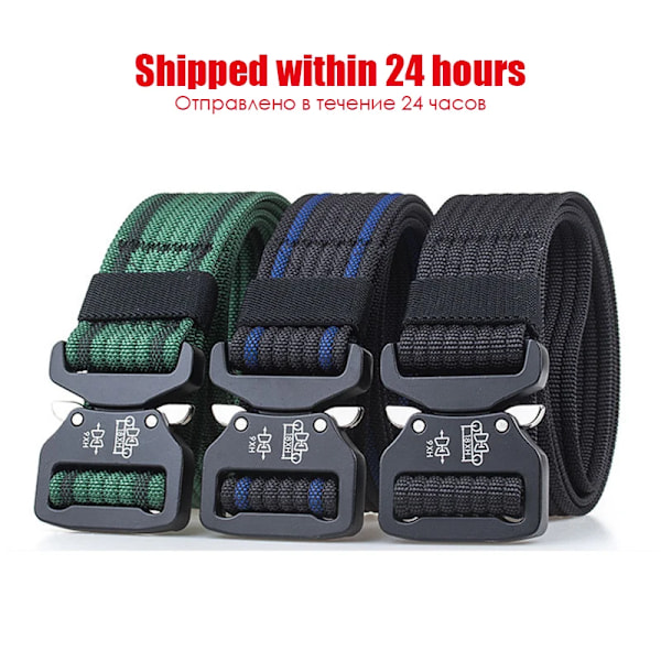 Retro Politi Taktisk Bælte Stærk 1200D Ægte Nylon Militær Hær Bælte Rustfrit Metal Hurtigudløser Spænde Qutdoor Arbejdsbælte B Blue set 125cm Adjustable