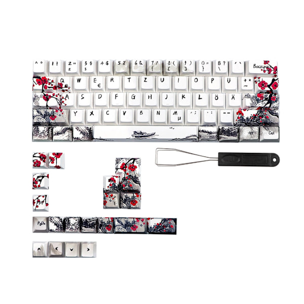 CherryProfile Keycaps tyska franska spanska japanska engelska DyeSub Keycaps PlumBlossom 80Keys CherryProfile Keycaps