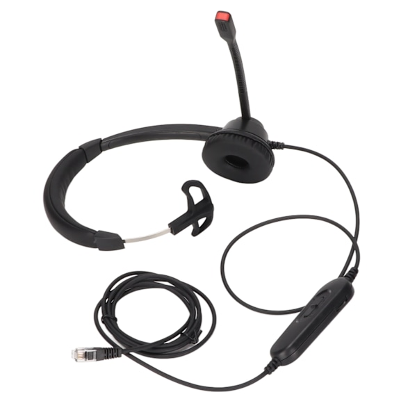 RJ9-hörlurar med en öronmussla, mobiltelefonheadset med mikrofon, mute-knapp, volymkontroll och 6-växlad linjesekvensjustering
