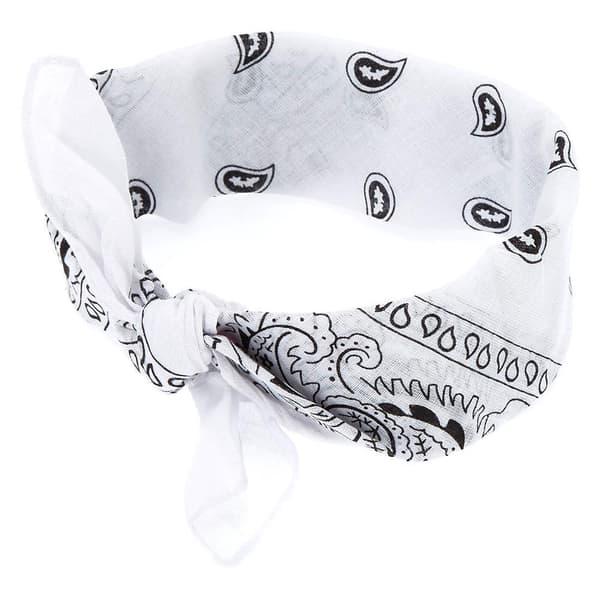 Mönstrad Bandana: Vit & Svart, Mångsidig Stil, 55x55cm{BT} Vit white