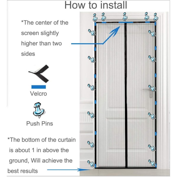 140*240cm Myggenet Magnetisk Dør Flue Gardin Automatisk Lukning