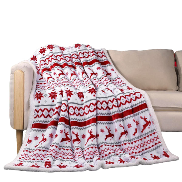Juleplaid - blød og varm sherpa juleelg plaid 152*193cm