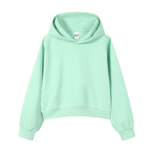Hettegenser for kvinner, uformell pullover hettegenser med kort topp*3XL*lys grønn light green 3XL