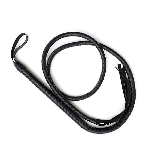 1,9 m Bullwhip Lær og Semsket Skinn Flettet Hale Hestepeisker (Svart)