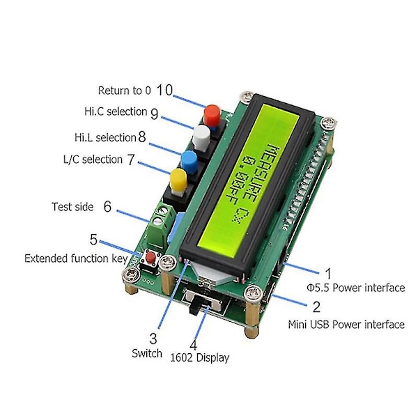 Digitaalinen Lc100-a LCD-tarkkuusinduktanssikapasitanssi L/c-mittari