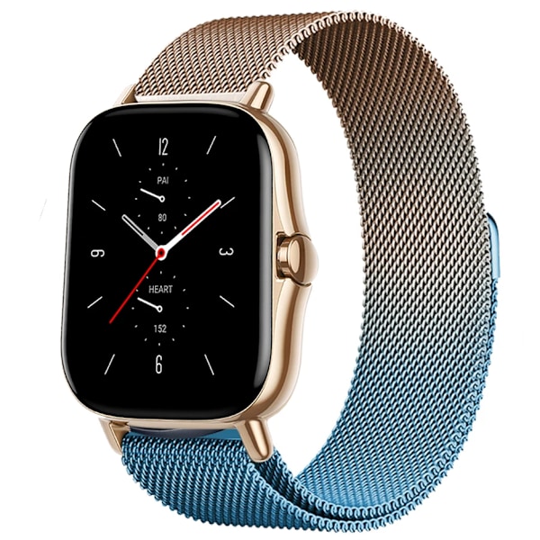 Magnetisk rem til Amazfit GTS/4/2/2e/GTS2 Mini/3/GTR 4/3/2/47mm 20mm 22mm Metal Mesh Smartwatch Mesh Amazfit Bip 5 Rem Rose Guld Blå Rose Gold Blue 20mm