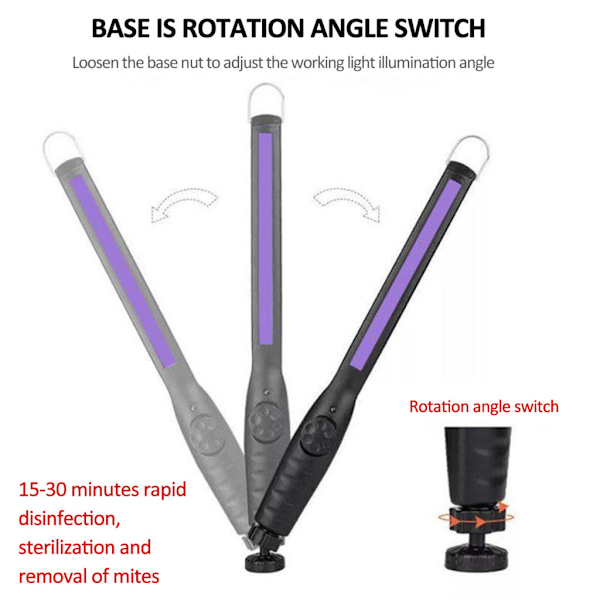 UVC Desinfeksjonslys Bærbar UV Germicid Lampe Oppladbar Håndholdt Steriliseringsdesinfeksjonslampe Germicid Stav[qb]