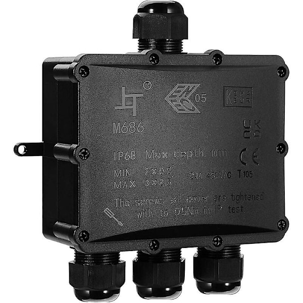 Ulkoilma IP68 Vedenkestävä Liitäntälaatikko - 4-tieinen Suurempi Kaapelille, Sähköinen Liitäntälaatikko Yhteydelle Kaapeleille 4-14mm, Abs + Pvc