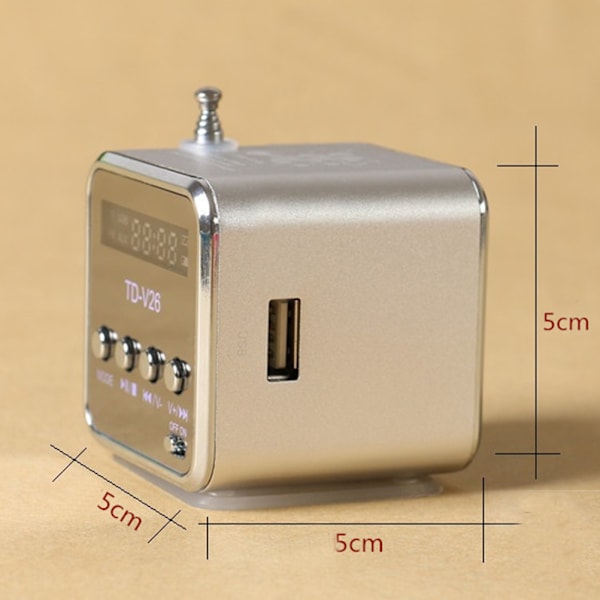 Kannettava TD V26 Digitaalinen Radiokaiutin Mini FM-radion vastaanotin LCD-stereokaiuttimella, tukee Micro-muistikorttia 0.2