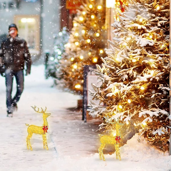 Julelys Lanterne Hjorte Udendørs Have Dekorationer, Juledekoration Reindeer-11.8inch