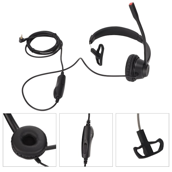 Telefon headset volymjustering mikrofon mute monaural 2,5 mm affärsheadset för callcenter telemarketing