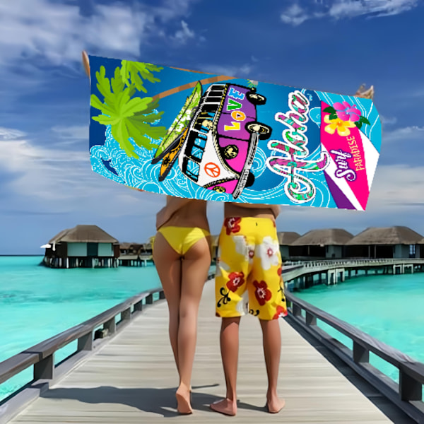 Mikrofiberlätt tunn strandhandduk Strandfilt Snabbtorkande handduk: Kompakt, sandfri, absorberande, sandtät 64