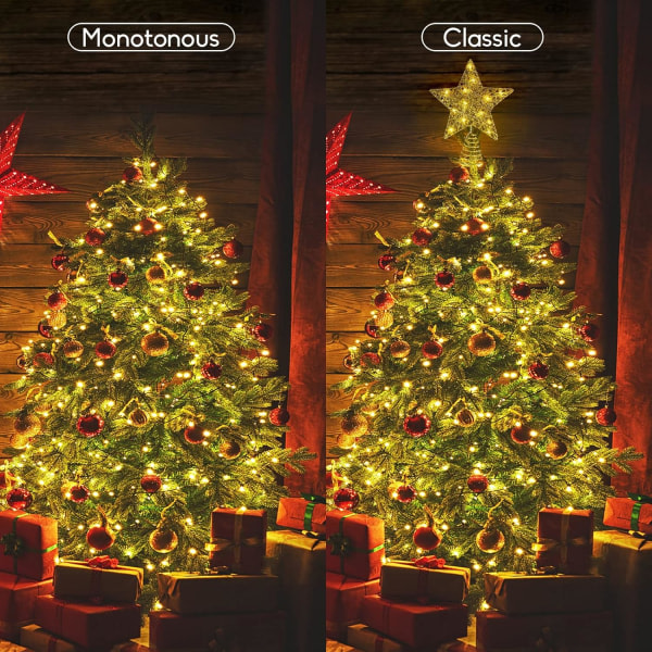 Star Christmas Tree Topper - 20cm Guld, Lighted Star Christmas Tr