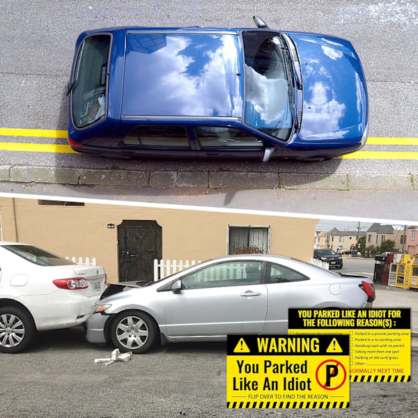 100 dårlige parkeringsbøder Du parkerede som en idiot Kort 3,5\" x 2\" Dårlige parkeringssticker Mærkat til parkeringsbøde