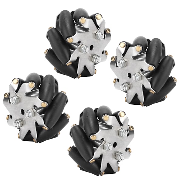 4 kpl 48mm kestävää terästä Mecanum-pyöräsarja, vasemman ja oikeanpuoleiset pyörät robottiautoon 14209.
