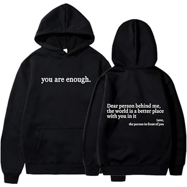 Womens Hoodies \"Kære Person Bag Mig\" Hættetrøje Langærmet Pullover Toppe Sort Sort Black M