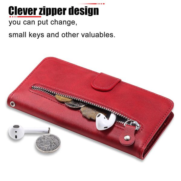 Etui til Samsung Galaxy S20 5G - Wallet Case med magnetisk lukning, kortlommer, blød TPU, Premium PU læder - Rød [qb]