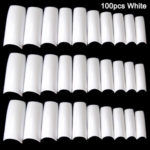 100/500 stk Negle Halvfransk Falske Negletips Akryl UV Gel Manikyr T 100pcs White