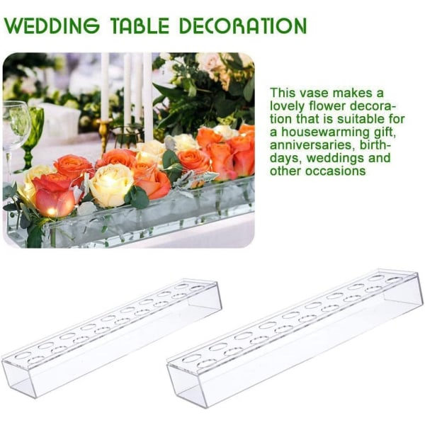 Blomvas Klar Akryl Rektangulär Blomsterarrangemang Dekorativt Centerpiece för Bröllop Matsalsbord Vas