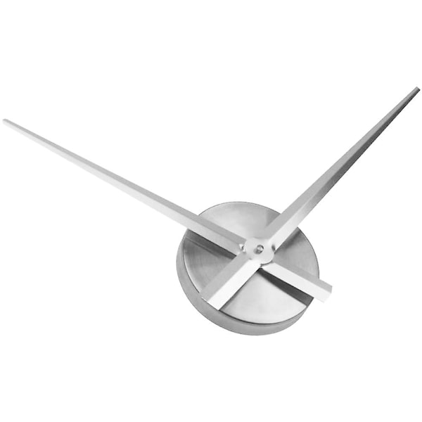 Stora klockvisare och mekanism, modern svart lång hand väggklocka Silver