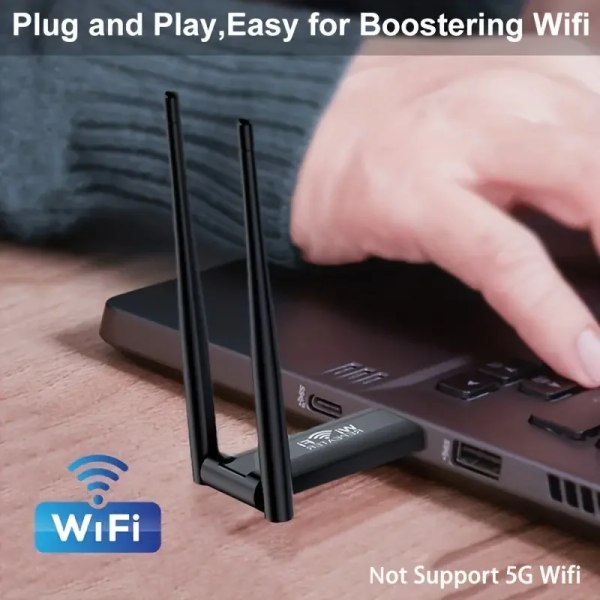 USB Wifi Repeater 300M Wi-Fi Signalförstärkare 2.4G Trådlös Extender 2 Antenn Lång Räckvidd Wi Fi Adapter för Stationär PC Laptop Black