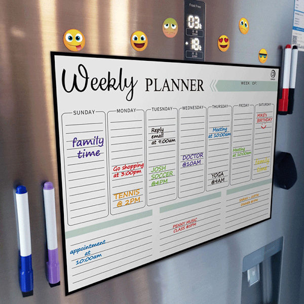 Magnetisk månedlig planlægger bord tør slette whiteboard flerfarvet White