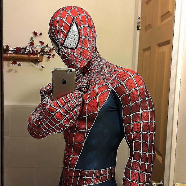 Raimi Spider-Man -lastu ja aikuisten kokopuku cosplay-asu naamiaiskutsulahja - WELLNGS Aldult XXL (185-190)