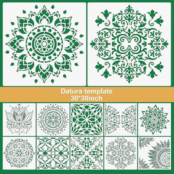 16 kappaletta suurta uudelleenkäytettävää mandala-maalauksen stencil-maalausta puulle DIY-suunnittelu 6 tuuman mallit Scrapbooking-maalaus seinälle